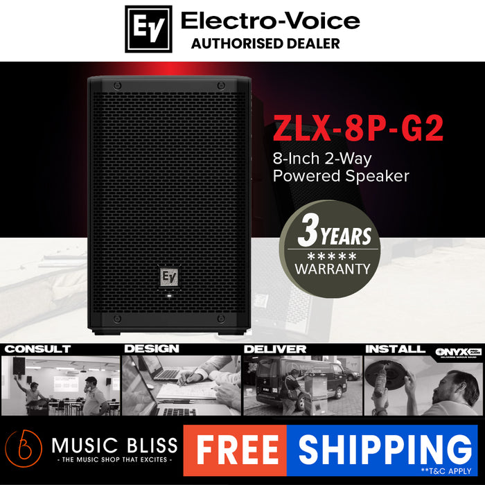 EV Electro-Voice ZLX-8P G2 1000W 8" Powered Speaker with Bluetooth