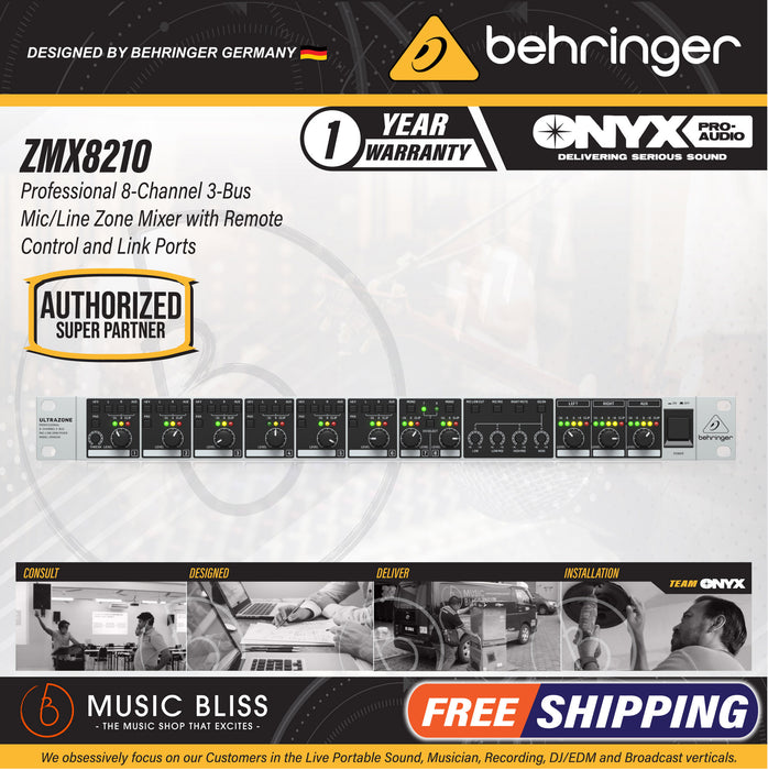 Behringer Ultrazone ZMX8210 V2 Rackmount Zone Mixer - Music Bliss Malaysia