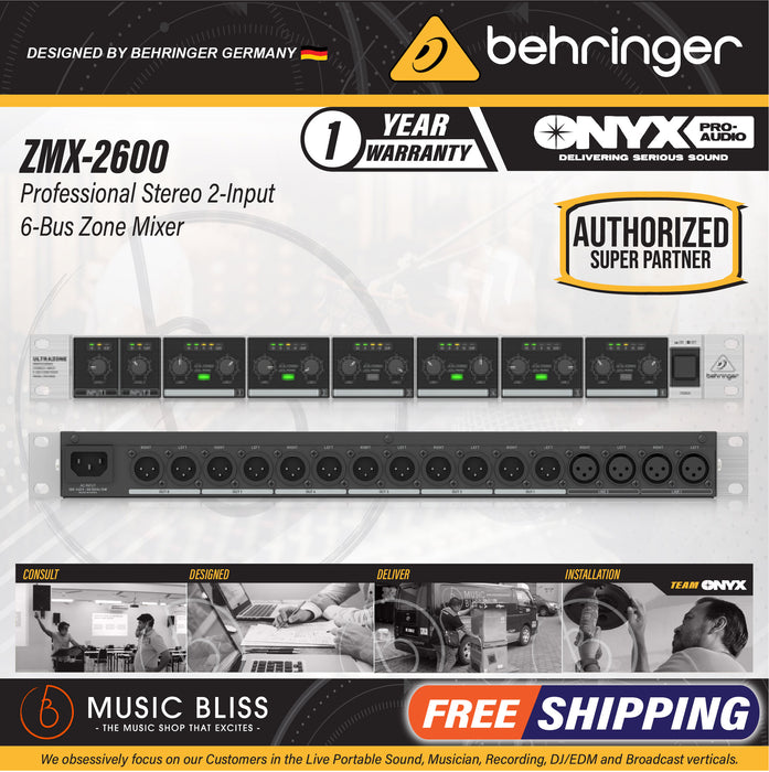 Behringer Ultrazone ZMX2600 Rackmount Zone Mixer - Music Bliss Malaysia