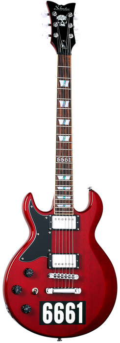 Schecter ZV Custom Reissue Left-Handed Electric Guitar - See-Thru Cherry with 6661 Graphic