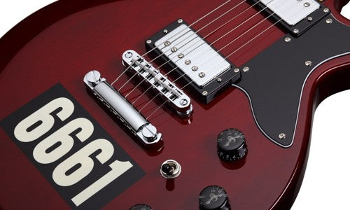 Schecter ZV Custom Reissue Left-Handed Electric Guitar - See-Thru Cherry with 6661 Graphic