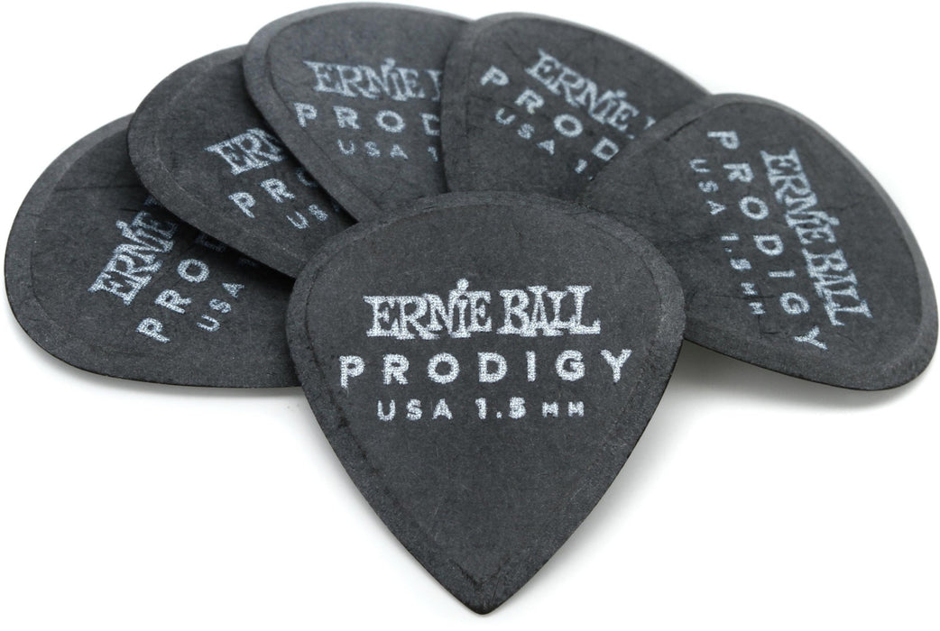 Ernie Ball Mini Prodigy 1.5mm Guitar Picks, Black, 6-Pack