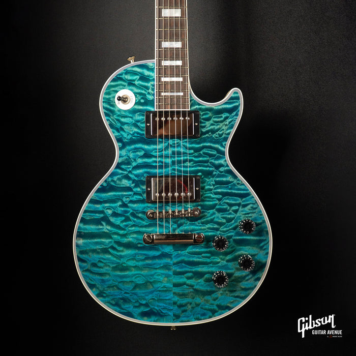 GIBSON JO BRANKO SELECT MADE TO MEASURE LES PAUL CUSTOMS 7A QUILT TOP - V3 NECK - OCEAN BLUE - TV WHITE BACK W/STINGER GLOSS NH