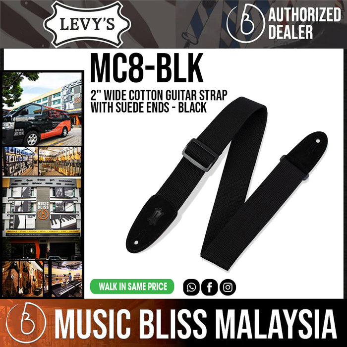 Levy's MC8 Cotton Guitar Strap - Black - Music Bliss Malaysia