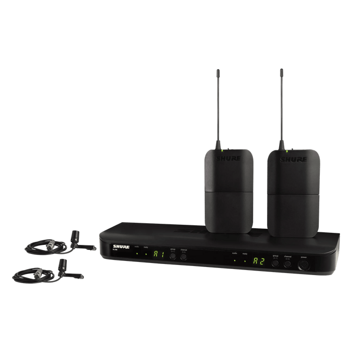 Shure BLX188/CVL Dual Channel Lavalier Wireless System, BLX88 Dual-Channel Wireless Receiver, BLX1 Bodypack Transmitter & CVL Lavalier Microphone