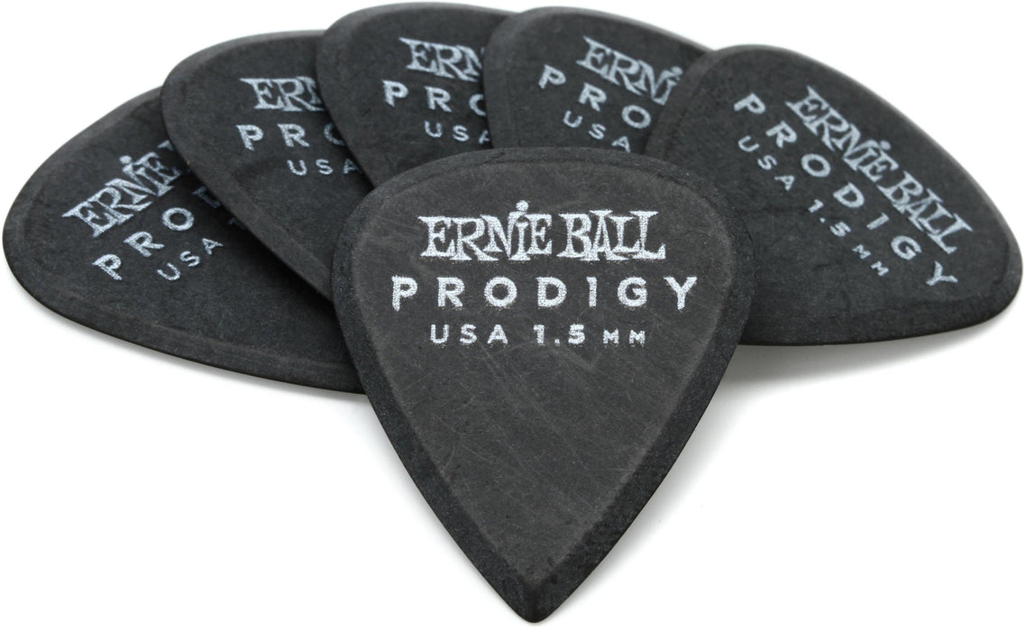 Ernie Ball Standard Prodigy 1.5mm Guitar Picks, Black, 6-Pack