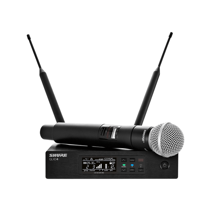 Shure QLXD24/SM58 Digital Wireless Handheld Microphone System, QLXD4 Receiver & QLXD2/SM58 Handheld Transmitter