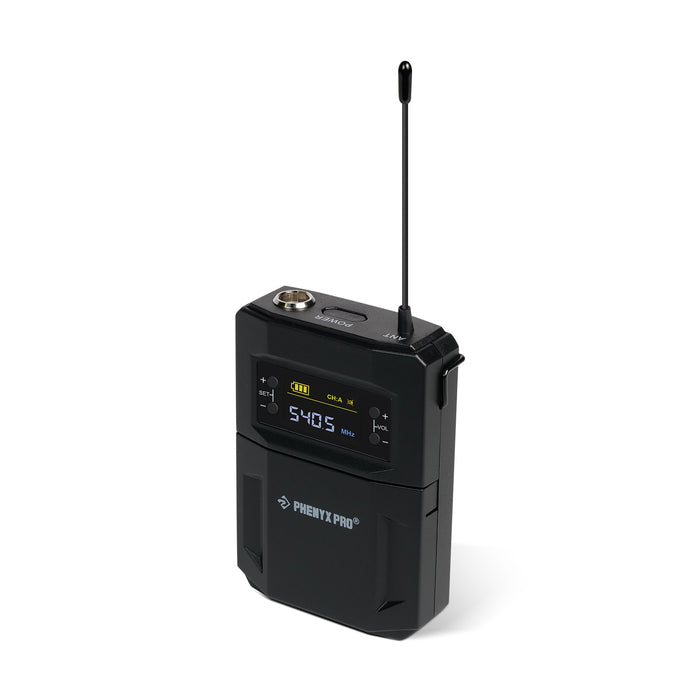 Phenyx Pro Best Budget Wireless PTU-52-1H1B Dual Wireless Microphone System - 30 Adjustable Frequency