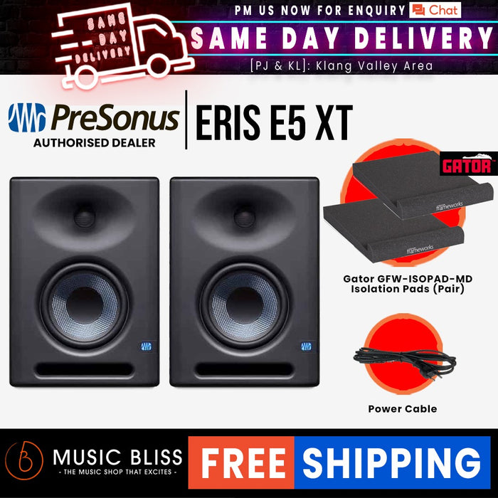 PreSonus Eris E5 XT 5 inch Powered Studio Monitor with Isolation Pads - Pair - Music Bliss Malaysia