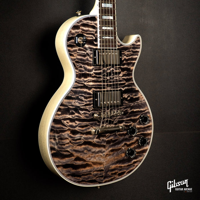 GIBSON JO BRANKO SELECT MADE TO MEASURE LES PAUL CUSTOMS 7A QUILT TOP - V3 NECK - FADED TRANS BLACK BURST - TV WHITE BACK W/STINGER GLOSS NH