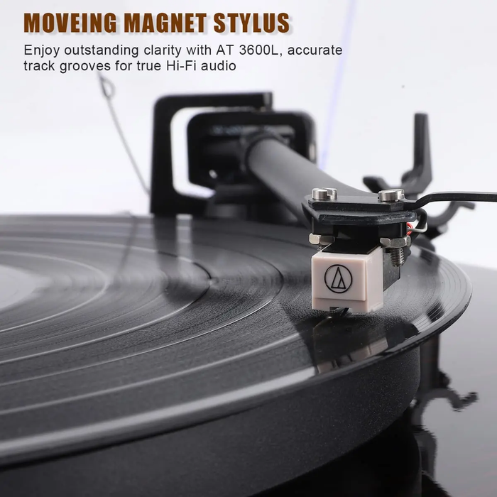 Angels Horn H002BT-BK Bluetooth Turntable Vinyl Record Player (Black) AT3600L Catridge, Best Value Buy Beginner Turntable Vinyl Record Player