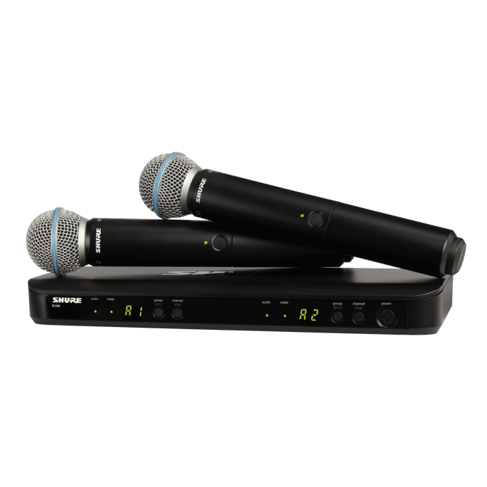 Shure BLX288/B58 Dual Channel Handheld Wireless Microphone System, BLX88 Receiver & (2) BLX2/B58 Handheld Transmitters