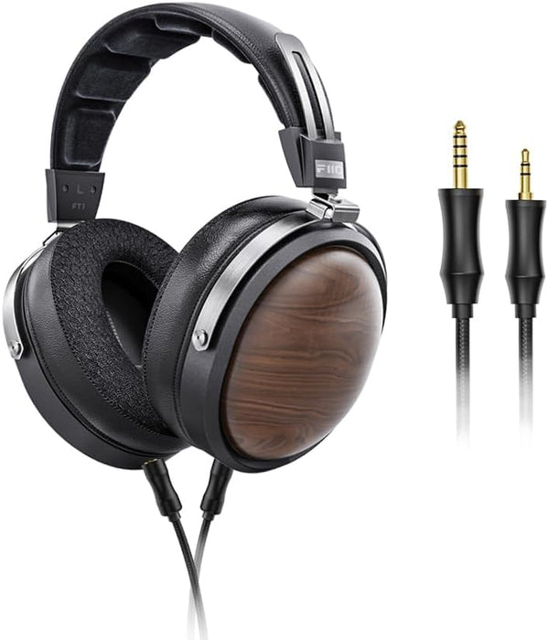 FIIO FT1 Solid Wood Closed-Back Headphones 60mm Large Dynamic Driver - Black Walnut