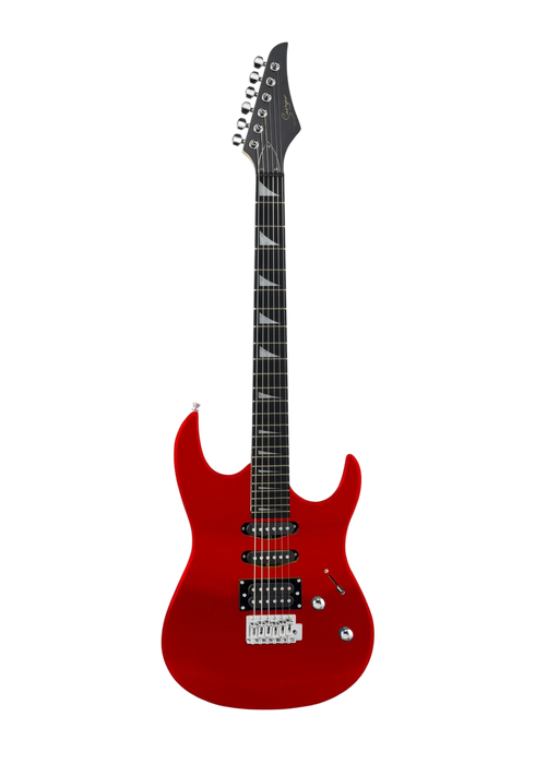 Smiger L-G4-MRD Budget Beginner Electric Guitar - HSS Superstrat Style Red for Rock Kapak