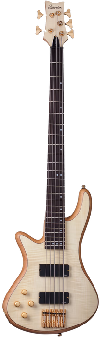 Schecter Stiletto Custom-5 Left-Handed Electric Bass Guitar - Natural Satin