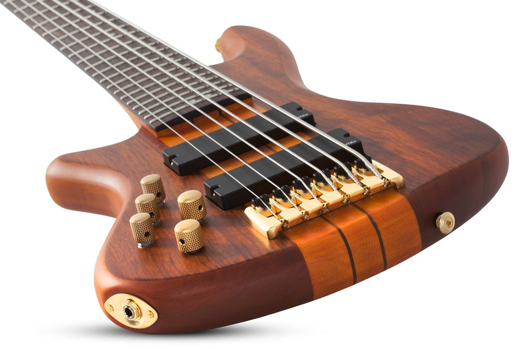 Schecter Stiletto Studio-6 Left-Handed Electric Bass Guitar - Honey Satin