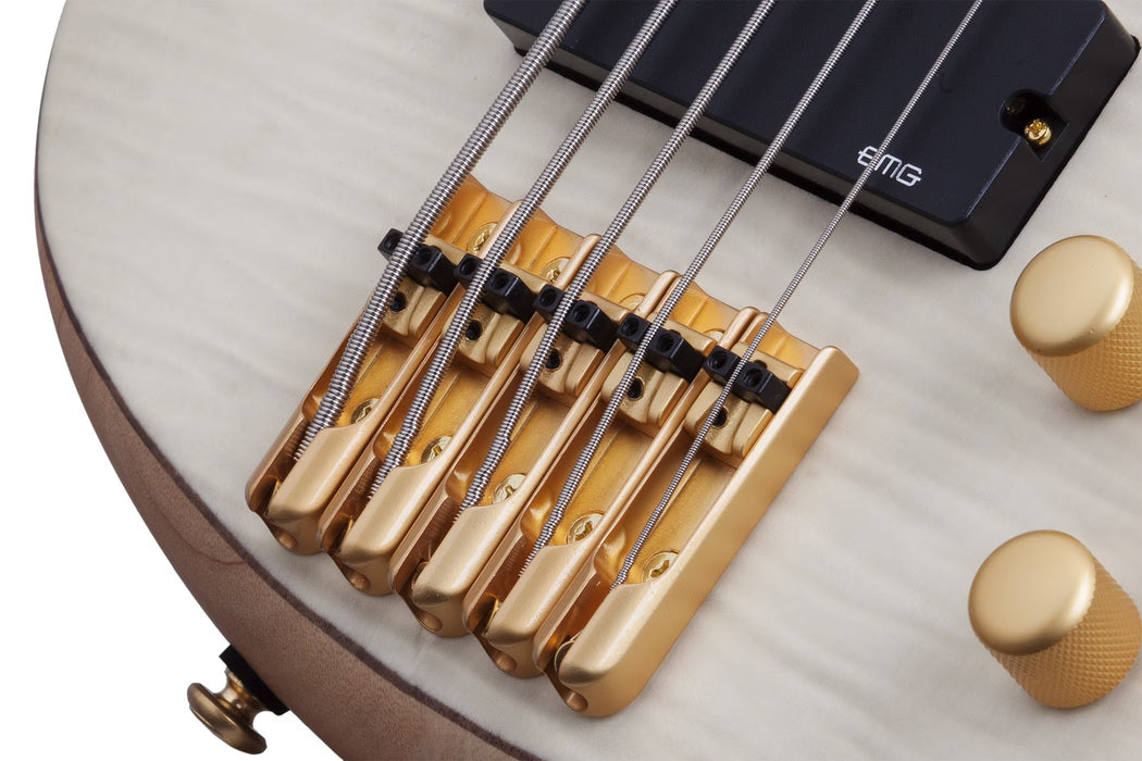 Schecter Stiletto Custom-5 Left-Handed Electric Bass Guitar - Natural Satin