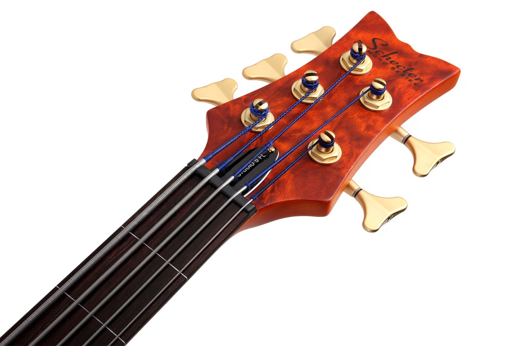 Schecter Stiletto Studio-5 Left-Handed Electric Bass Guitar - Honey Satin