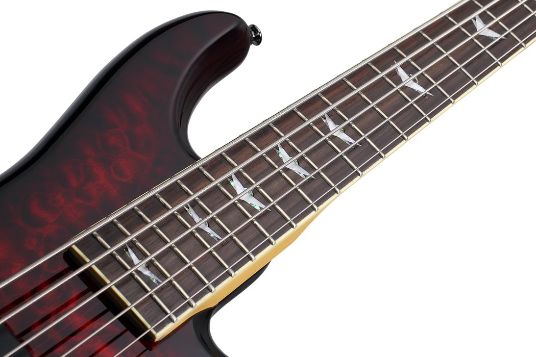 Schecter Stiletto Extreme-5 Left-Handed Electric Bass Guitar - Black Cherry