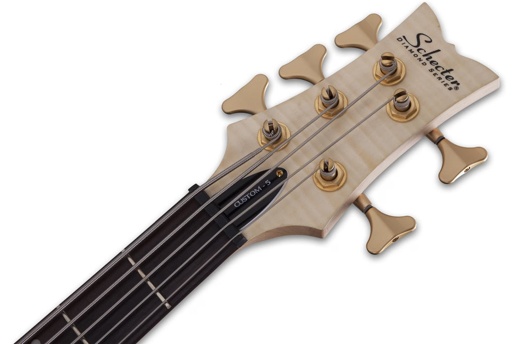 Schecter Stiletto Custom-5 Left-Handed Electric Bass Guitar - Natural Satin