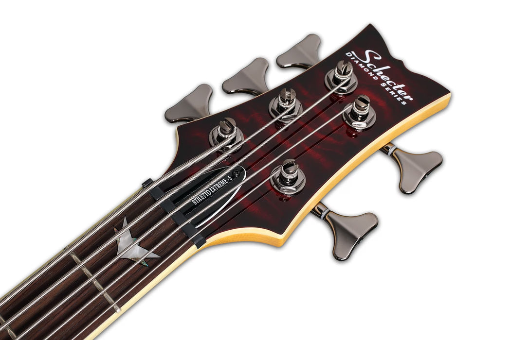 Schecter Stiletto Extreme-5 Left-Handed Electric Bass Guitar - Black Cherry