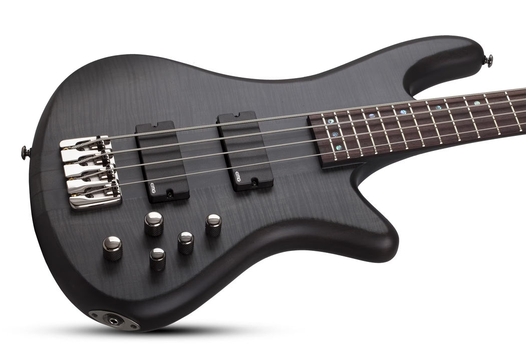 Schecter Stiletto Studio-4 Electric Bass Guitar - See-Thru Black Satin