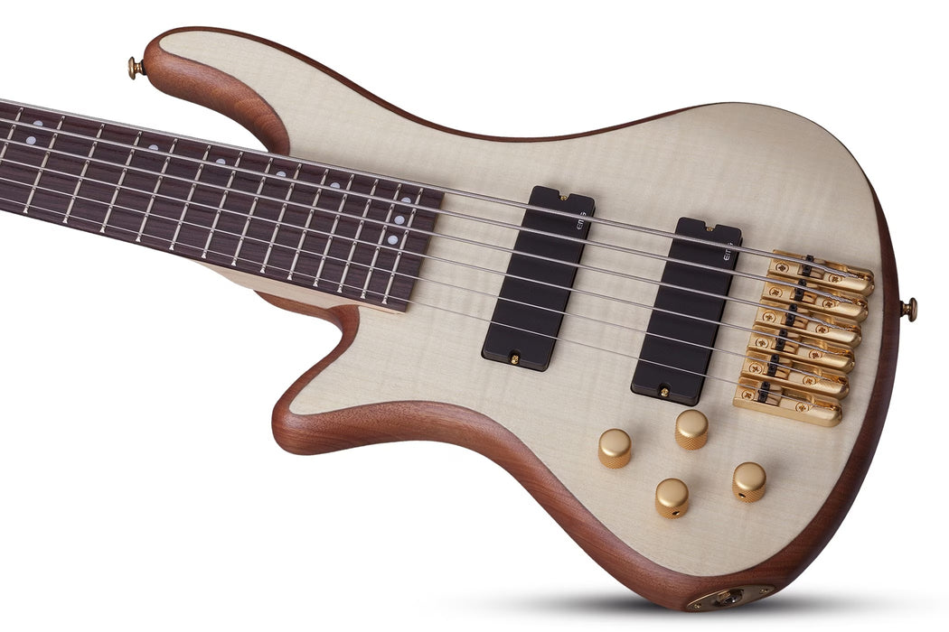 Schecter Stiletto Custom-5 Left-Handed Electric Bass Guitar - Natural Satin
