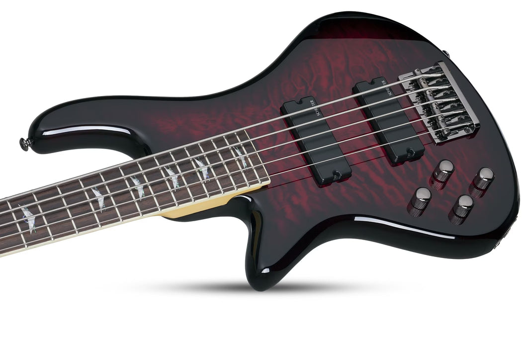 Schecter Stiletto Extreme-5 Left-Handed Electric Bass Guitar - Black Cherry