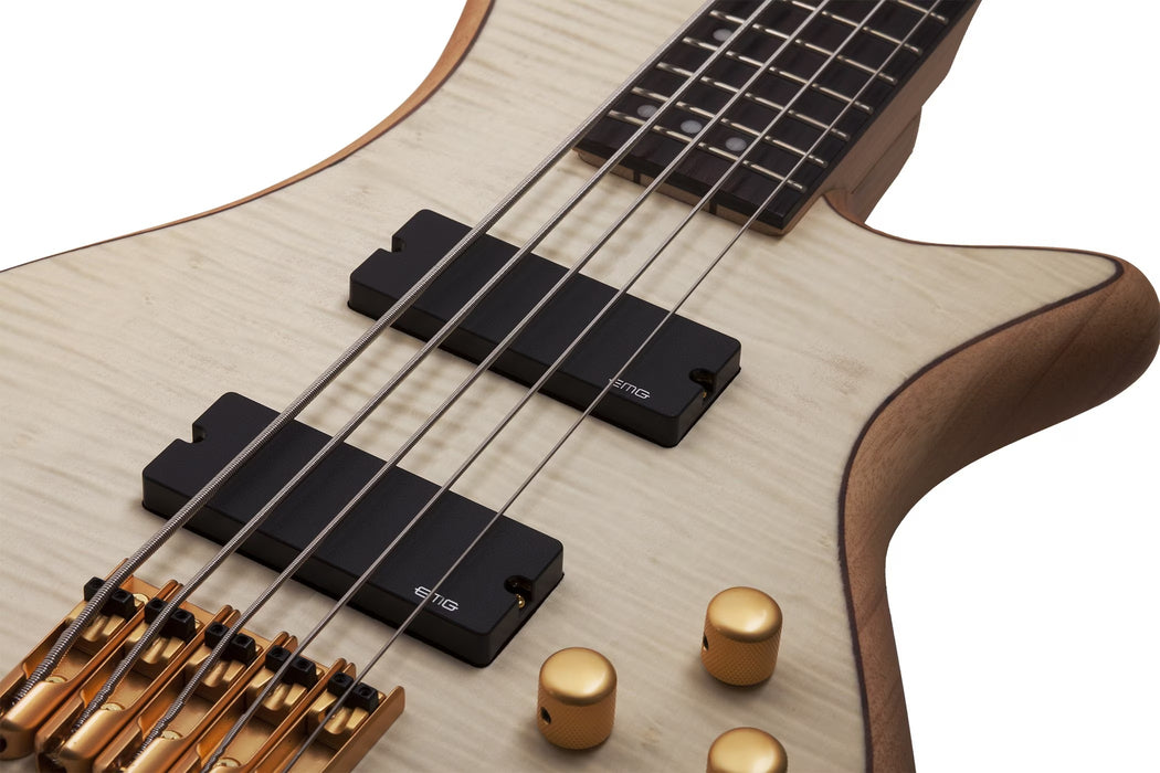 Schecter Stiletto Custom-5 Left-Handed Electric Bass Guitar - Natural Satin