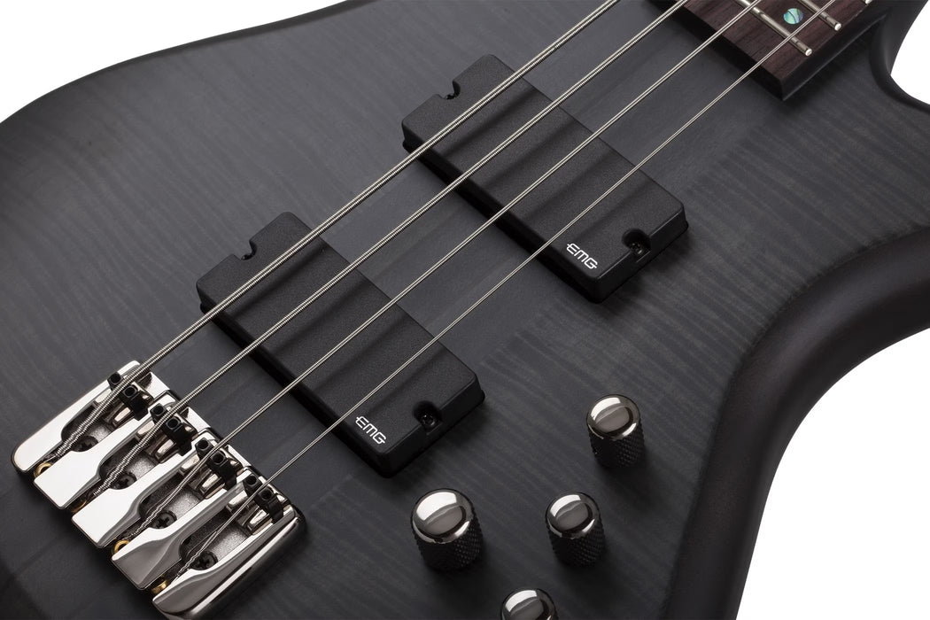 Schecter Stiletto Studio-4 Electric Bass Guitar - See-Thru Black Satin