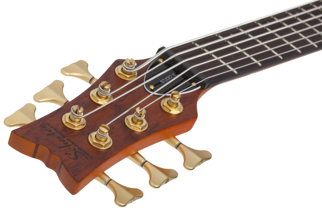 Schecter Stiletto Studio-6 Left-Handed Electric Bass Guitar - Honey Satin