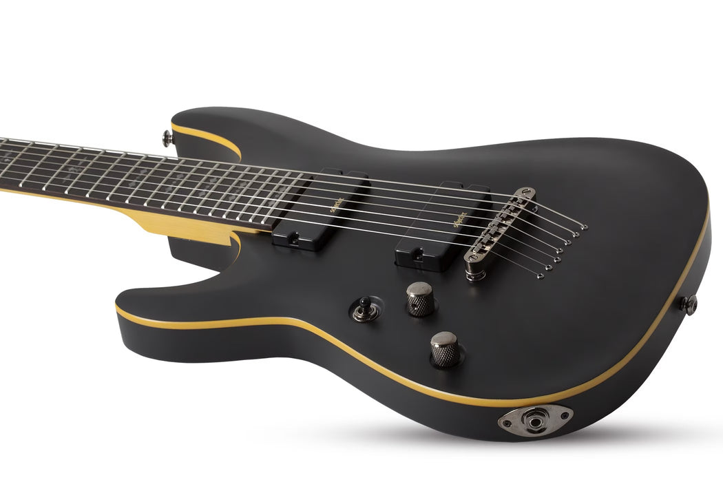 Schecter Demon-7 Left-Handed Electric Guitar - Aged Black Satin