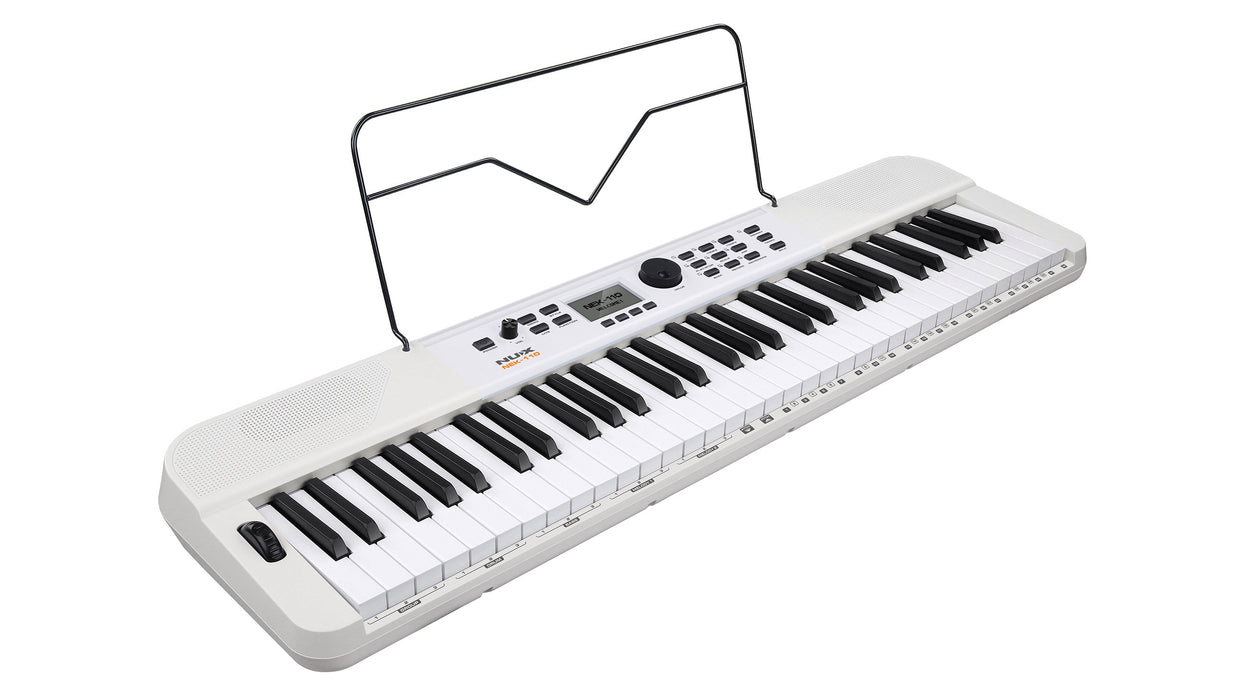 Nux NEK-110 61 Keys Portable Digital Electronic Keyboard with Touch Response and Bluetooth - White