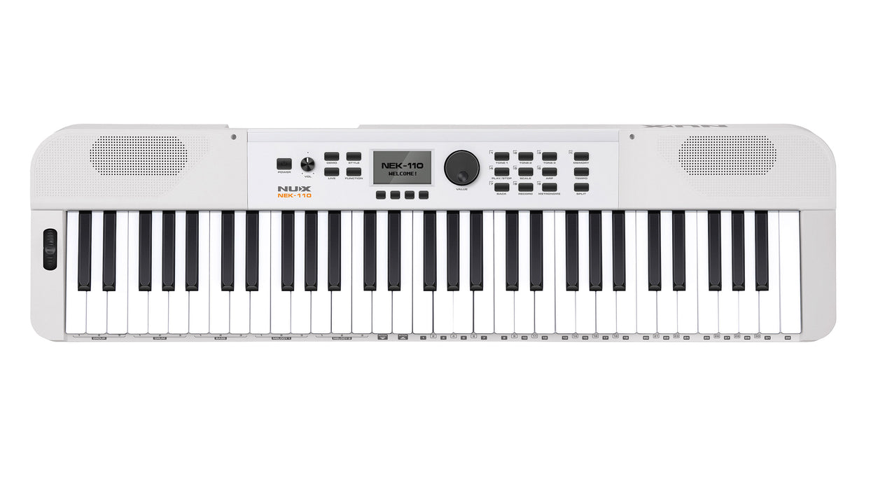 Nux NEK-110 61 Keys Portable Digital Electronic Keyboard with Touch Response and Bluetooth - White