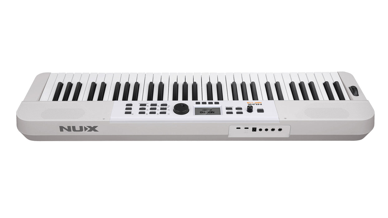 Nux NEK-110 61 Keys Portable Digital Electronic Keyboard with Touch Response and Bluetooth - White