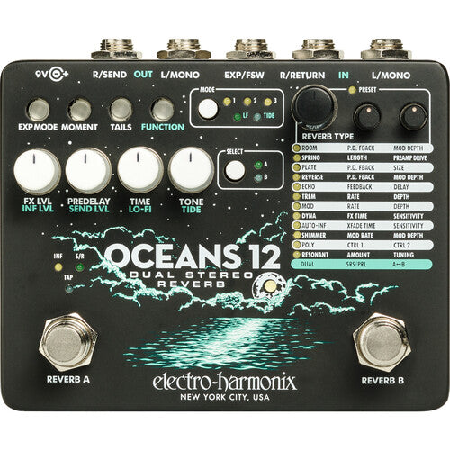 Electro Harmonix Oceans 12 Dual Stereo Reverb Pedal