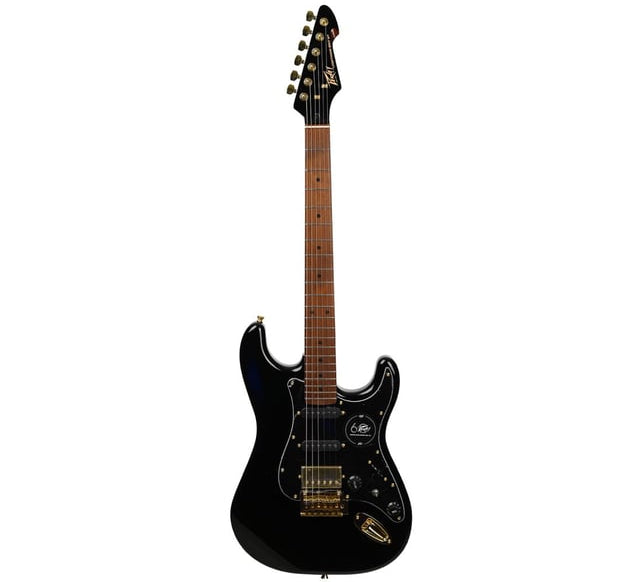 Peavey Raptor Lightning Bolt 60th Anniversary HSS Stratocaster Electric Guitar (Gold Hardware) - Black