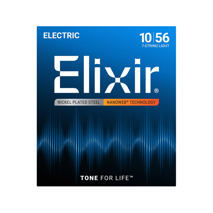 Elixir Strings 12057 Nanoweb Electric Guitar Strings -.010-.056 7-string Light