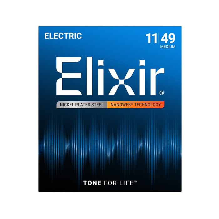 Elixir Strings Nanoweb Electric Guitar Strings .011-.049 Medium