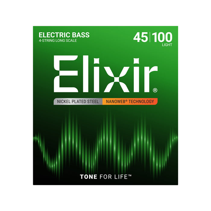 Elixir Strings Nanoweb Light Long Scale Electric Bass Strings .045-.100