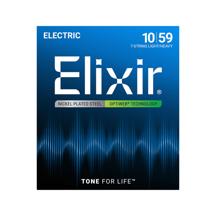Elixir Strings 19074 Optiweb Electric Guitar Strings -.010-.059 7-string Light/Heavy