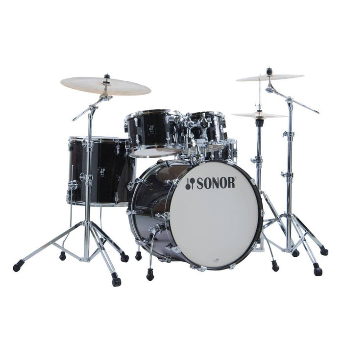 Sonor AQ2 Stage 5-Piece Acoustic Drum Set - 22 Inch Bass Drum - Transparent Stain Black