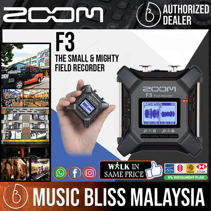 Zoom F3 Field Recorder with 0% Instalment - Music Bliss Malaysia