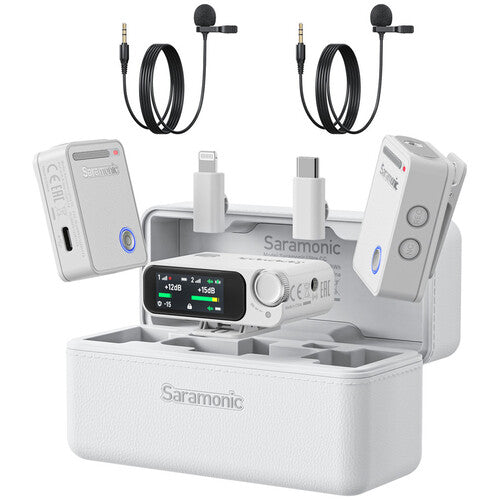 Saramonic Ultra 2-Person Digital Wireless Omnidirectional Lavalier Microphone System for Cameras and Mobile Devices - White