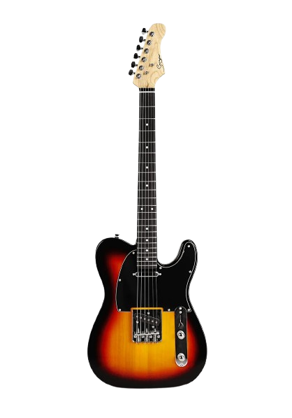 Smiger S-G17-SB Budget Beginner Electric Guitar - SS Tele Style Sunburst for Rock Kapak