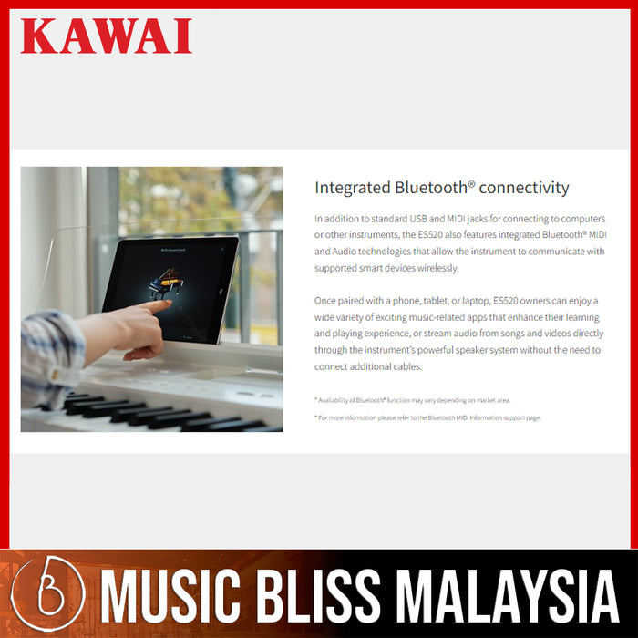 Kawai ES-520 Portable Digital Home Piano - Black - Music Bliss Malaysia