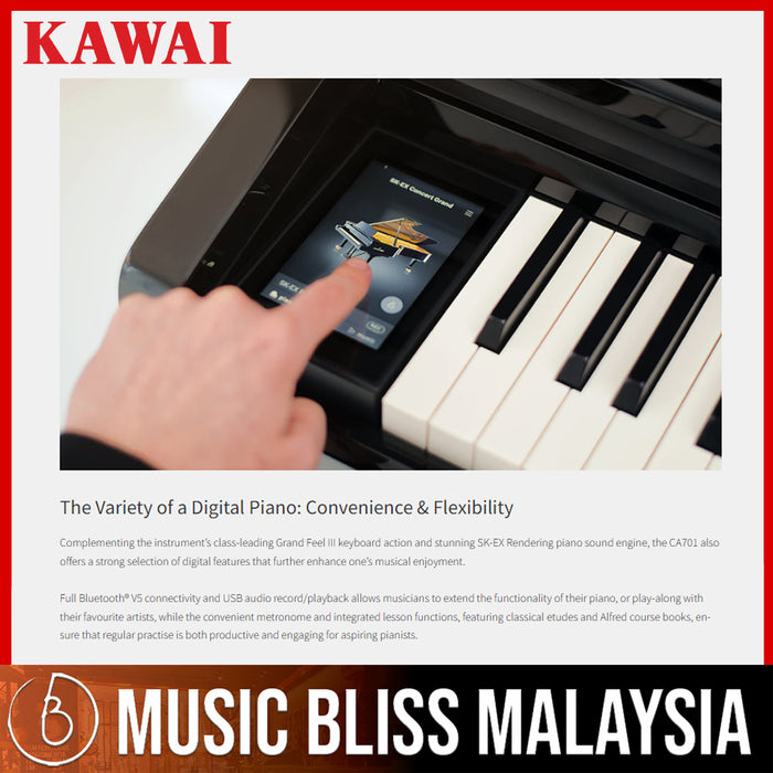 Kawai CA701 88-key Digital Piano - Ebony - Music Bliss Malaysia