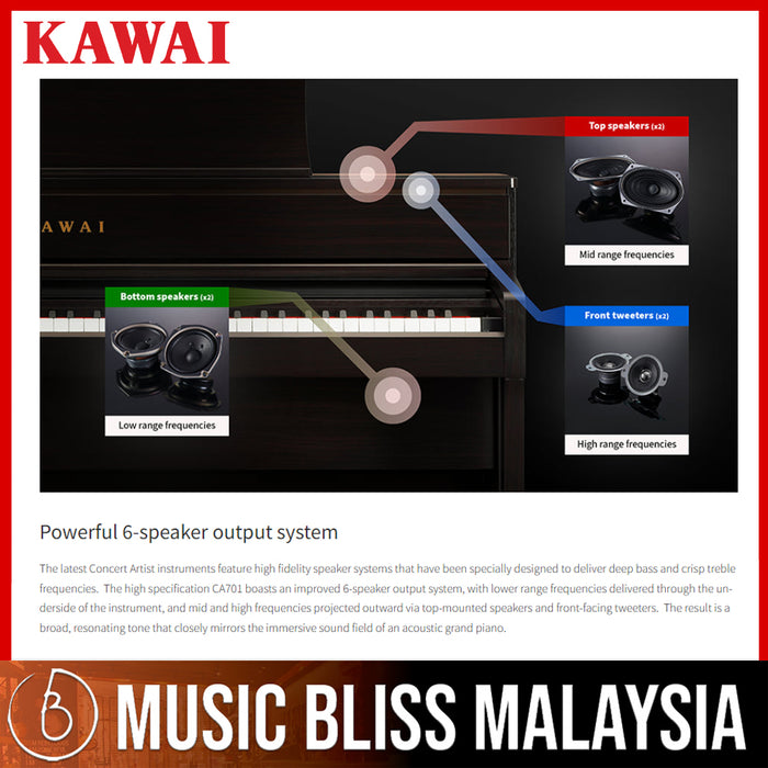 Kawai CA701 88-key Digital Piano - Premium Rosewood - Music Bliss Malaysia