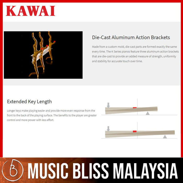 Kawai K-300 Professional Acoustic Upright Piano - Mahogany Polish (K300 / K 300) [MADE IN JAPAN] - Music Bliss Malaysia