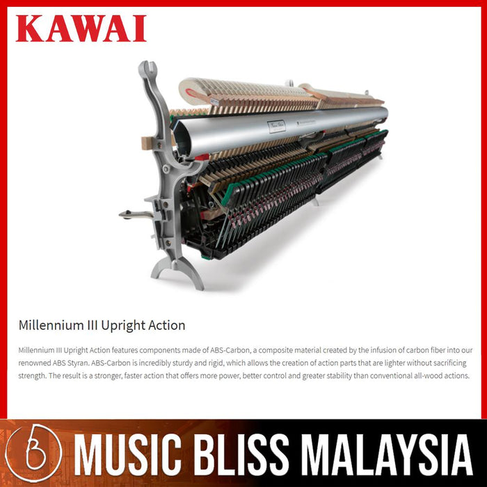 Kawai K-200 Professional Acoustic Upright Piano - Mahogany Satin (K200 / K 200) [MADE IN INDONESIA] - Music Bliss Malaysia